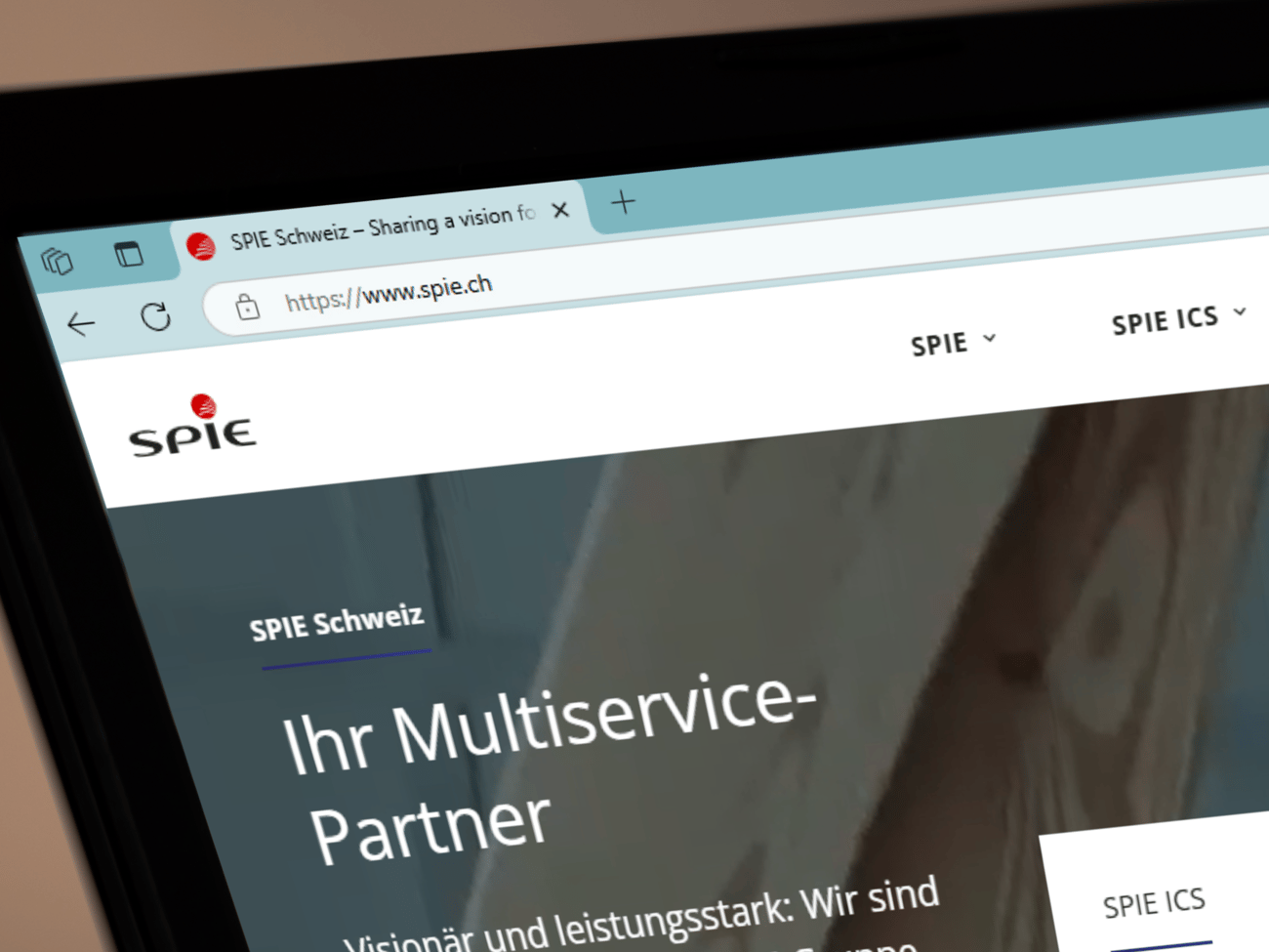Screenshot of the SPIE Website